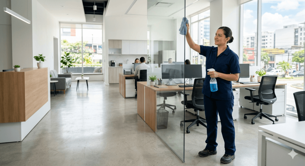 Clean professional office space after commercial cleaning