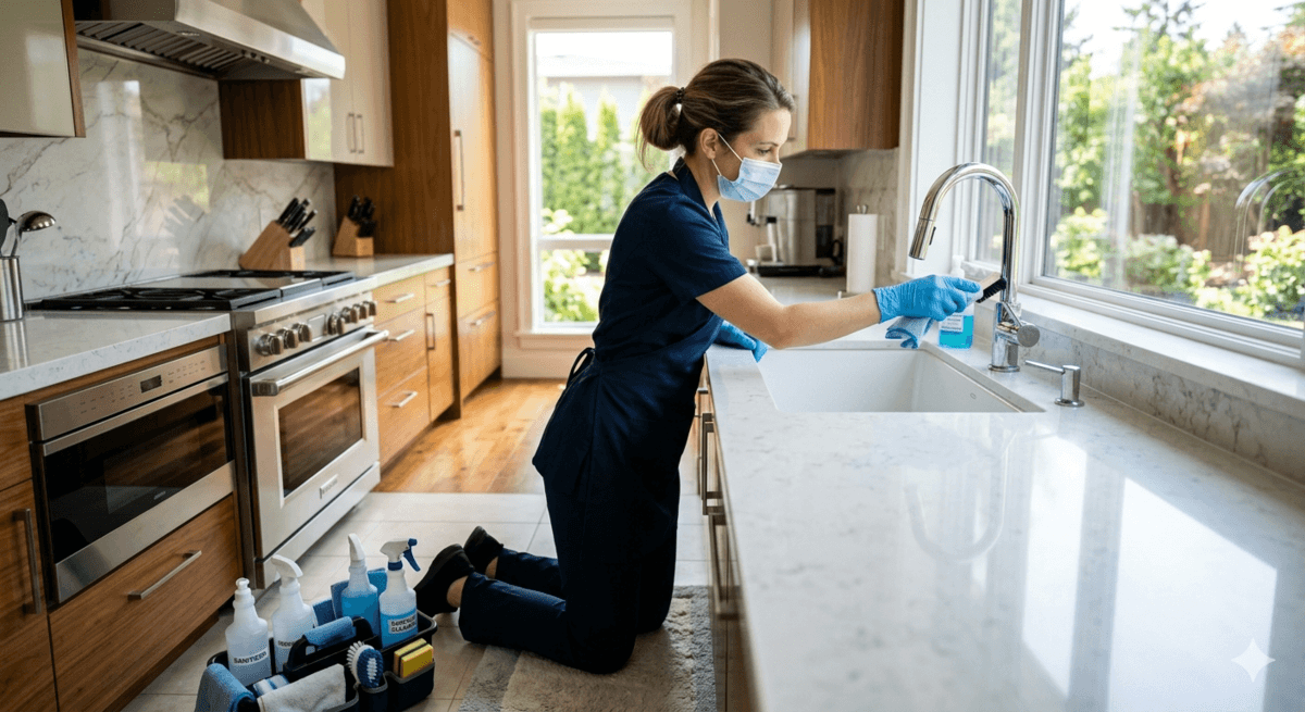Sparkling clean kitchen after a deep cleaning service